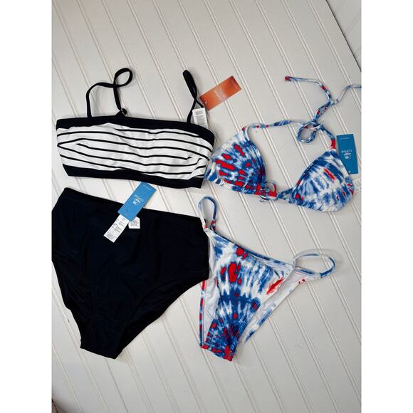 NWT Cupshe Two Piece Swimsuit Bikini Bralette Escaping Black Cheeky BUNDLE Sz S - Picture 1 of 7